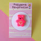 Neon Pink Heart Bear Pin