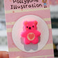 Neon Pink Heart Bear Pin