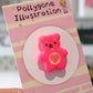 Neon Pink Heart Bear Pin