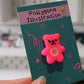 Neon Pink Flower Bear Pin