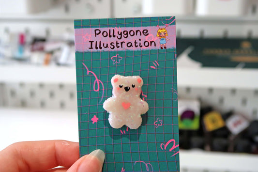 Pastel Glitter Bear Pin