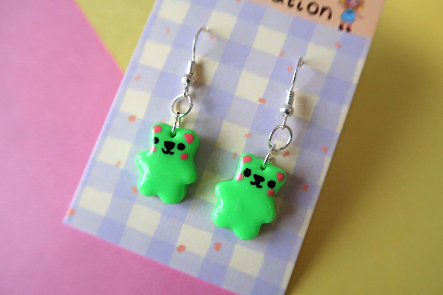 Kawaii Bear Dangly Earrings - CHOOSE FROM 8 COLOURS!