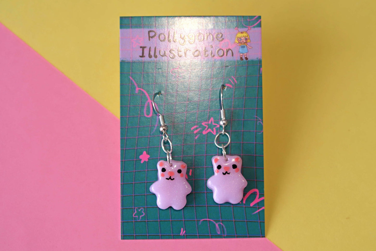 Kawaii Bear Dangly Earrings - CHOOSE FROM 8 COLOURS!