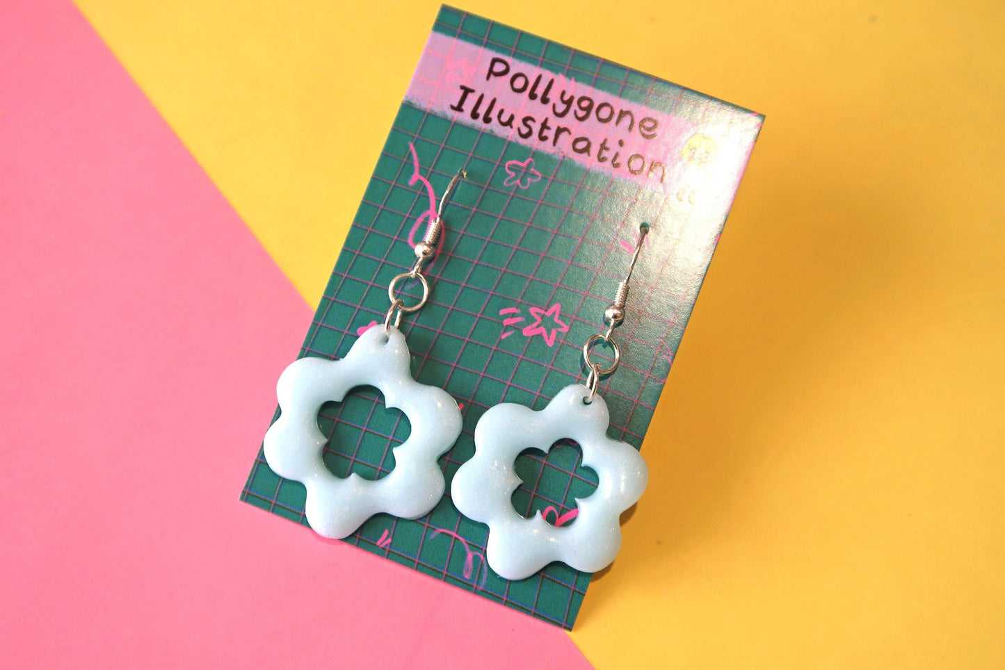 Swirly Flower Earrings - CHOOSE YOUR COLOUR  (sterling silver plated, hypoallergenic)