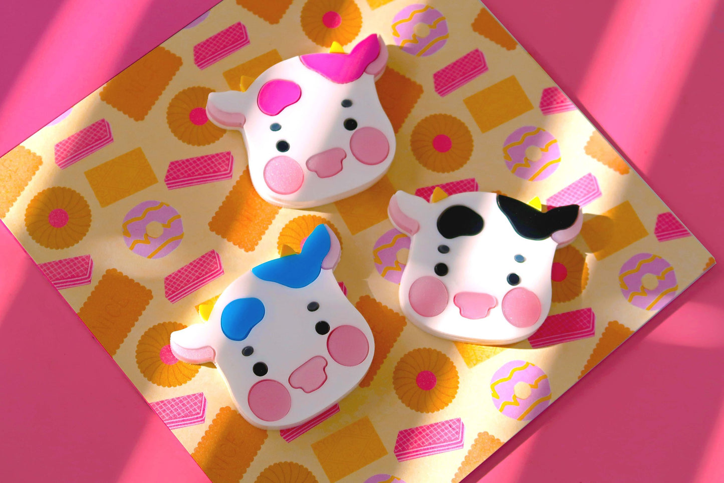 Blueberry Acrylic Cow Badge