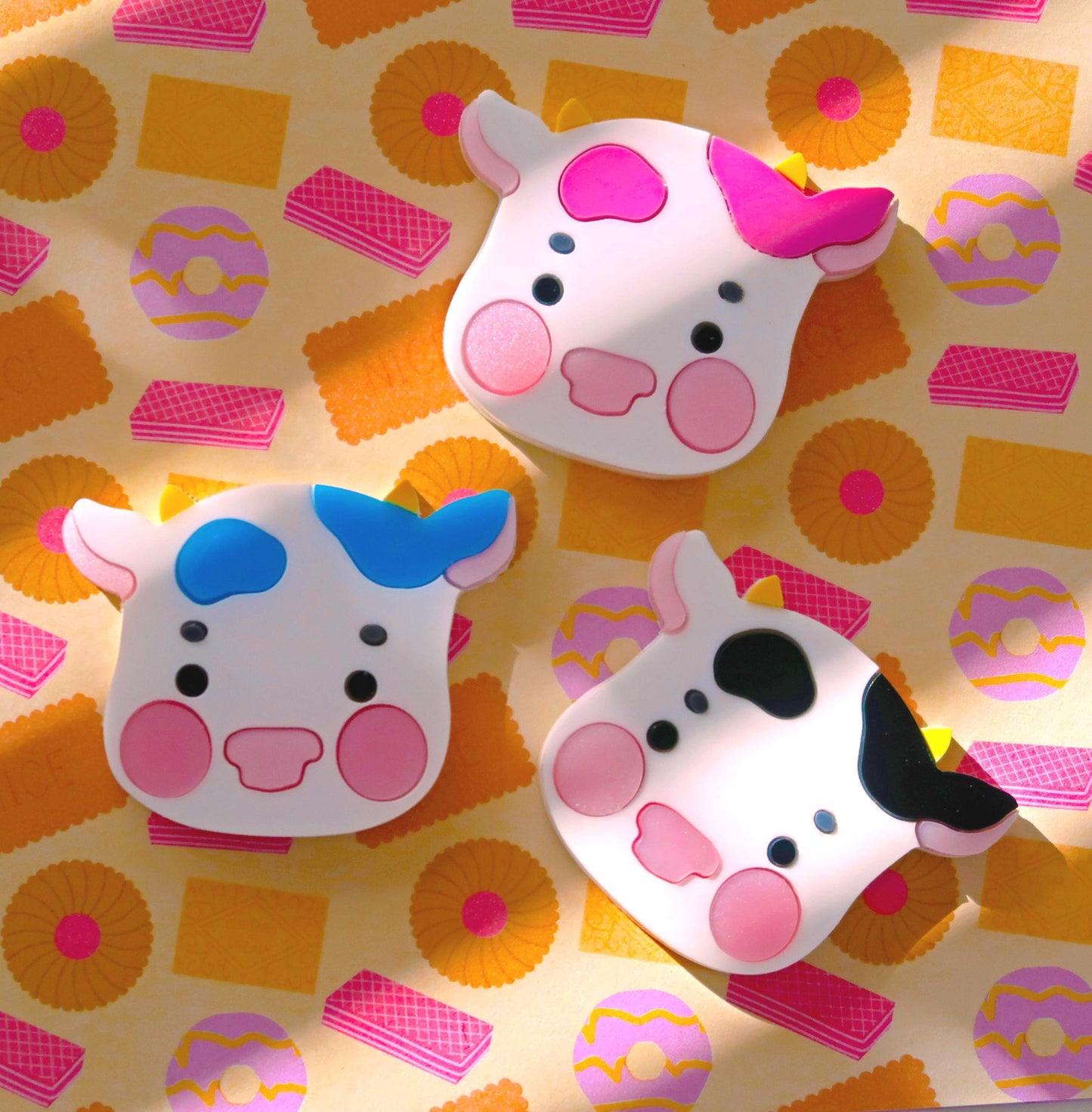 Strawberry Acrylic Cow Badge