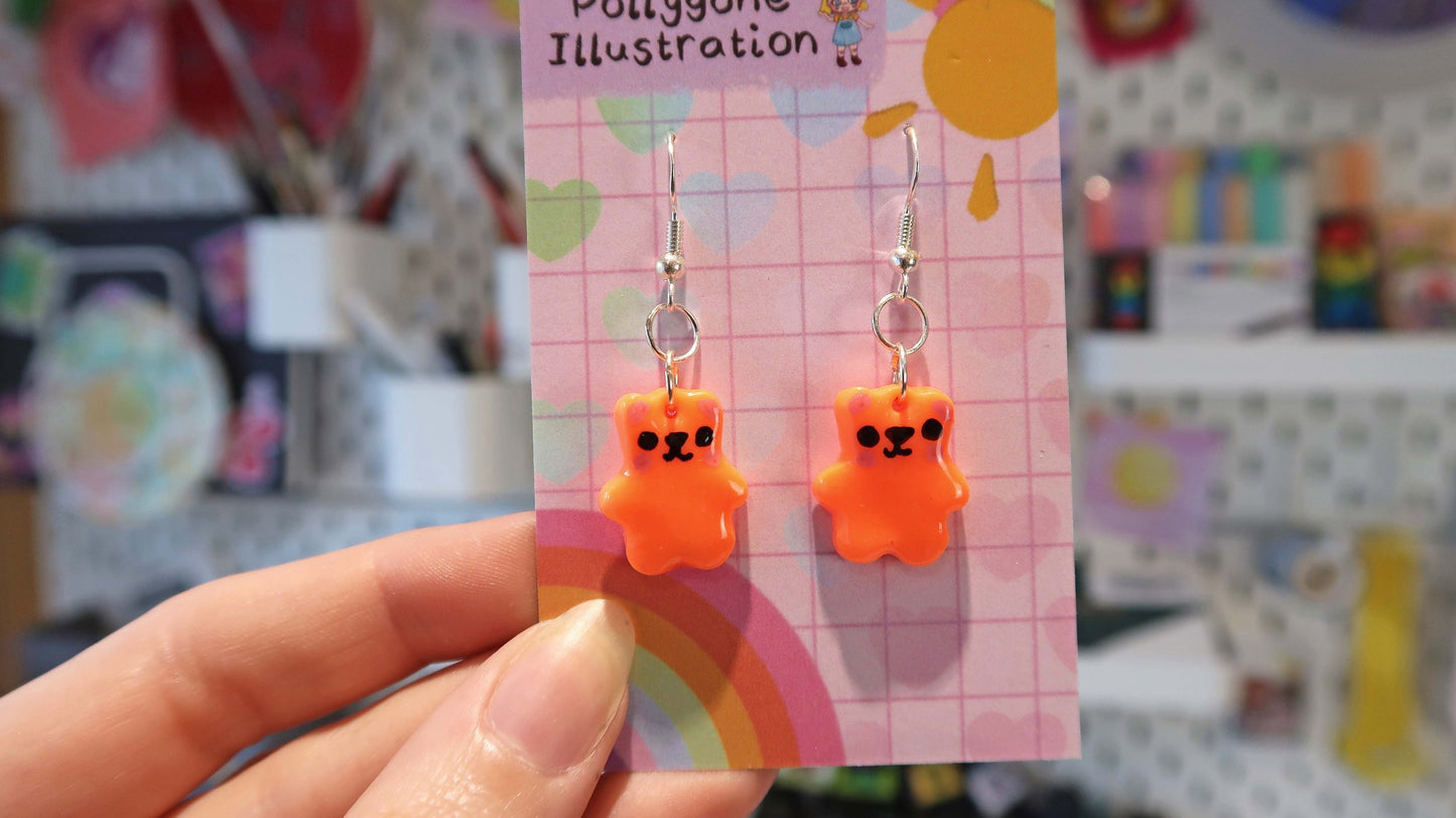 Kawaii Bear Dangly Earrings - CHOOSE FROM 8 COLOURS!