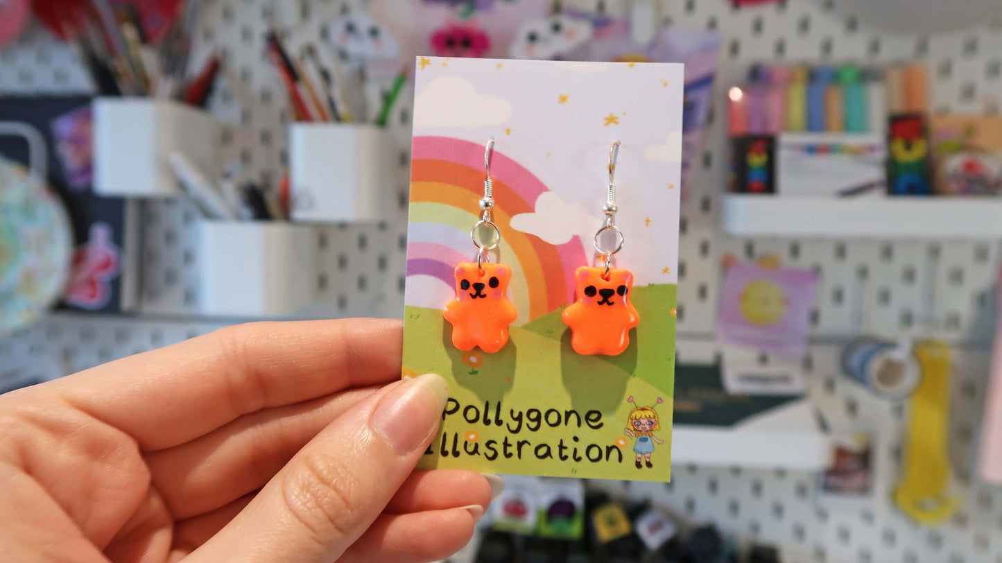 Kawaii Bear Dangly Earrings - CHOOSE FROM 8 COLOURS!