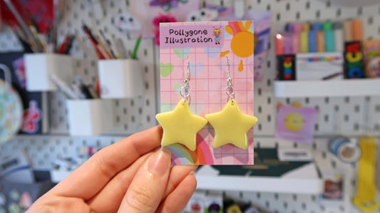 Flat Star Earrings - CHOOSE YOUR COLOUR (sterling silver plated, hypoallergenic)