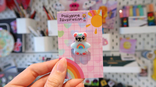 Mini Rainbow Blue Bear Pin