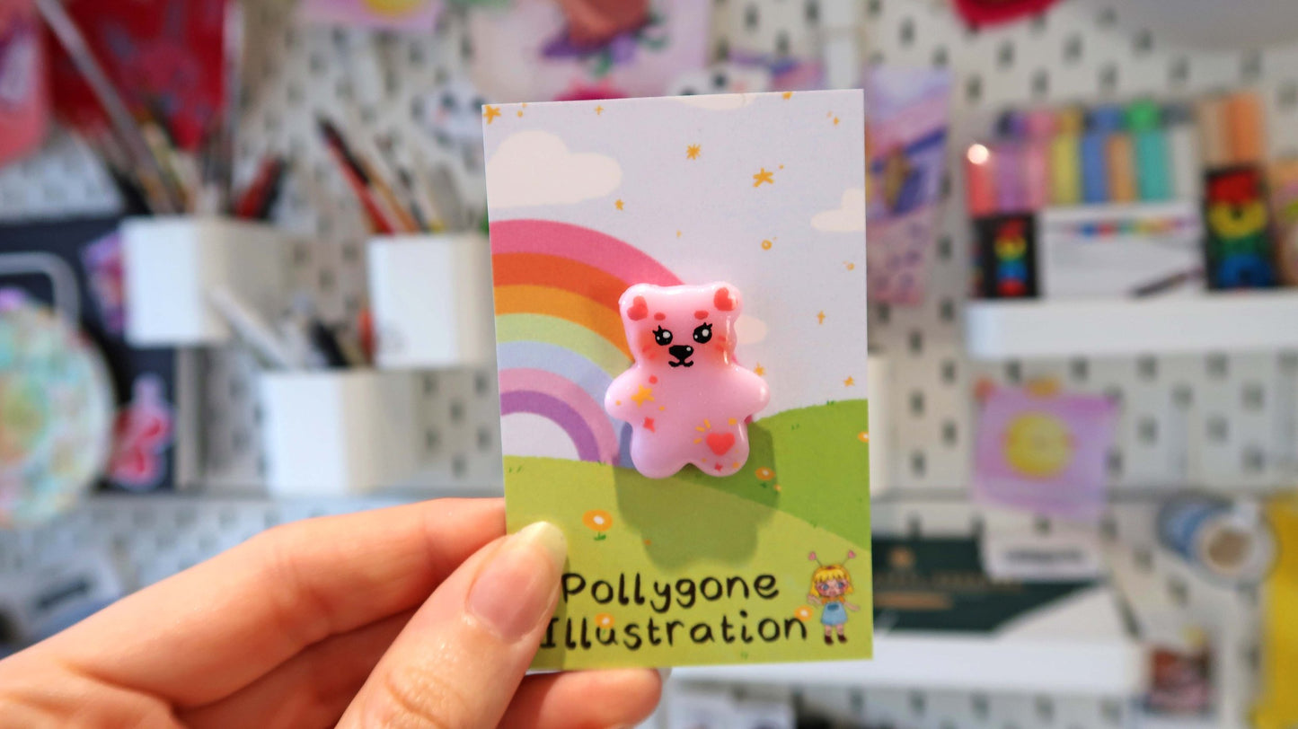 Pink Sparkle Bear Pin