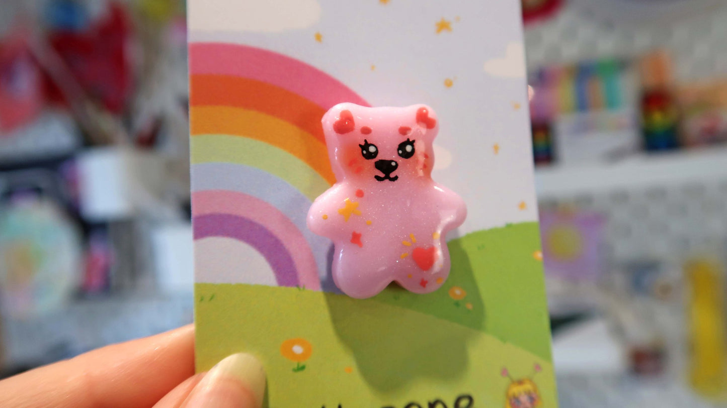 Pink Sparkle Bear Pin