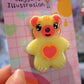 Yellow Heart Bear Badge