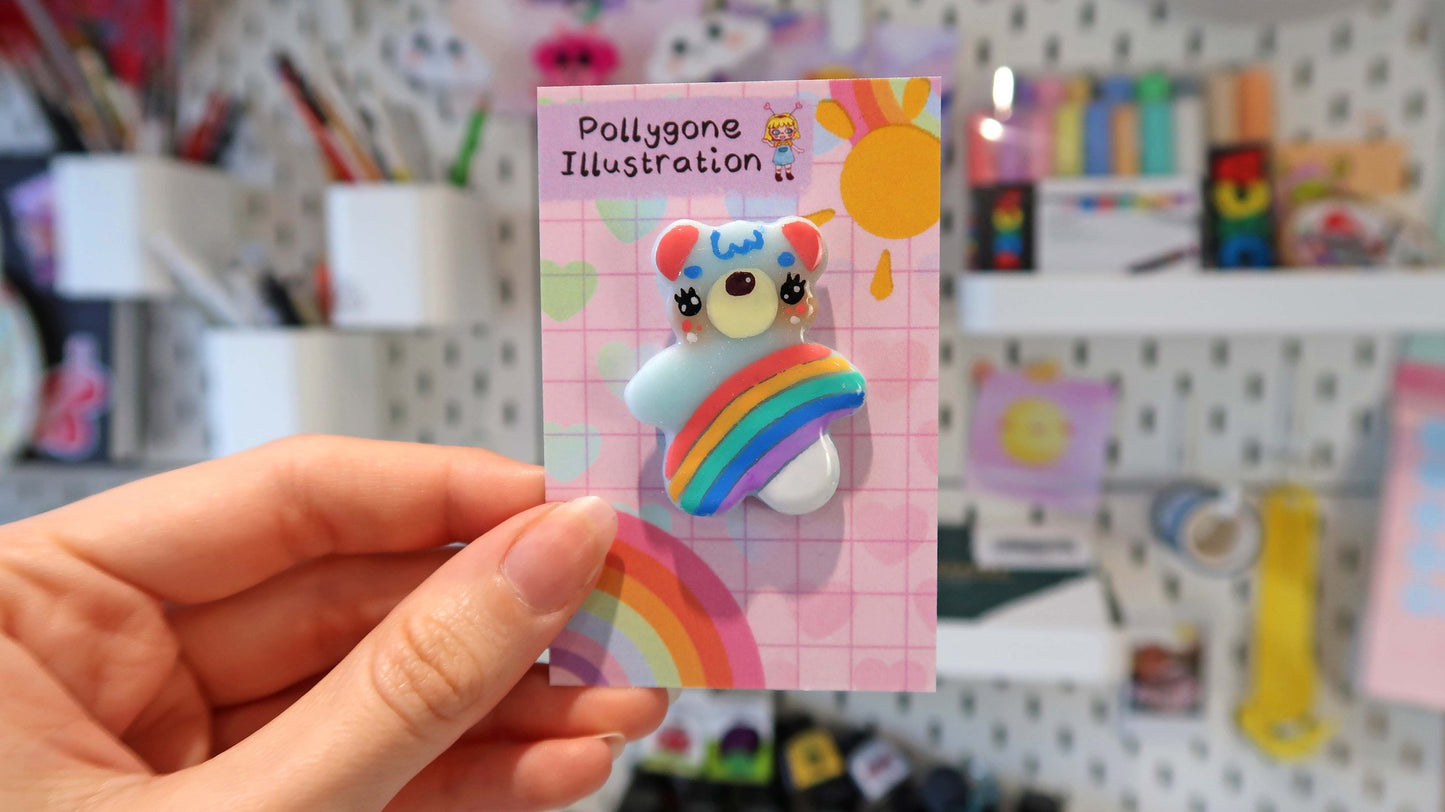 Blue Rainbow Bear badge
