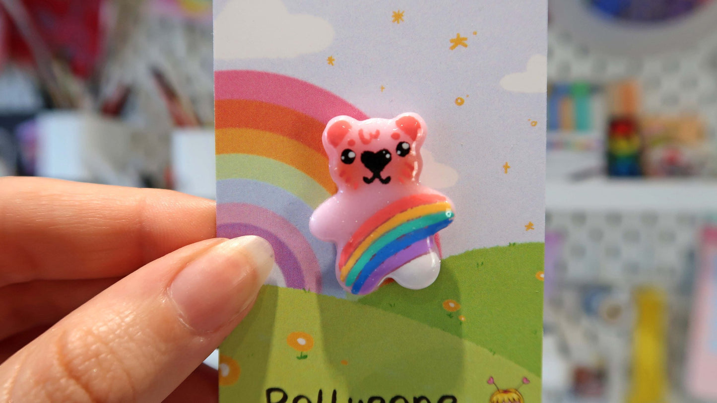Pink Rainbow Bear Pin