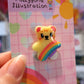 Yellow Rainbow Bear Pin