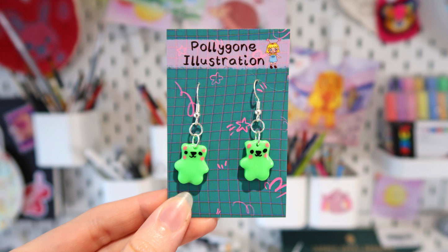 Kawaii Bear Dangly Earrings - CHOOSE FROM 8 COLOURS!