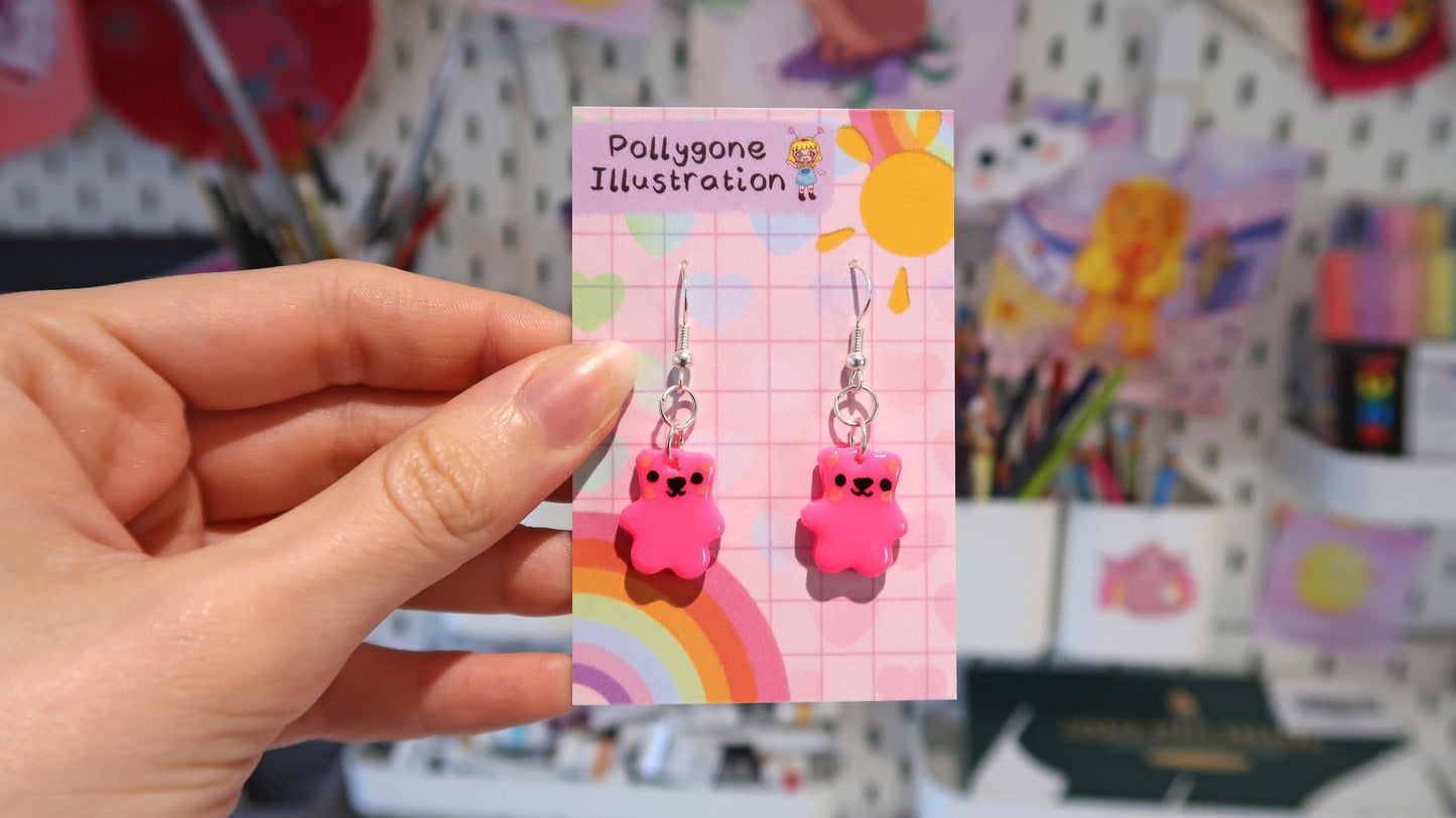 Kawaii Bear Dangly Earrings - CHOOSE FROM 8 COLOURS!