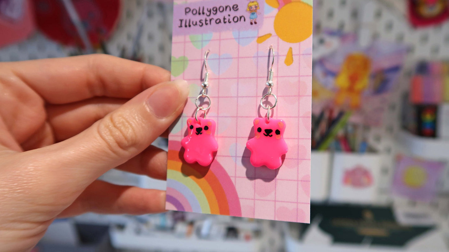 Kawaii Bear Dangly Earrings - CHOOSE FROM 8 COLOURS!