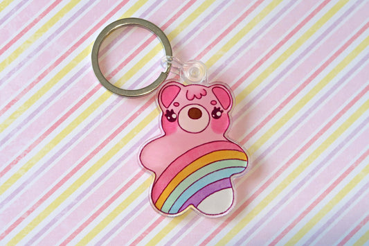 Rainbow Bear acrylic keyring