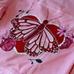 Pink Butterfly Denim Jacket - Custom Painted - UK age 14 (Size 6-8)
