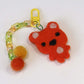 Felted Bear Keyring with Chain & Pom Pom Collection 3