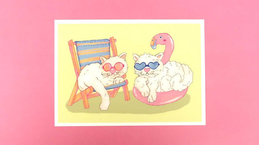 Summer Kitties Postcard Print