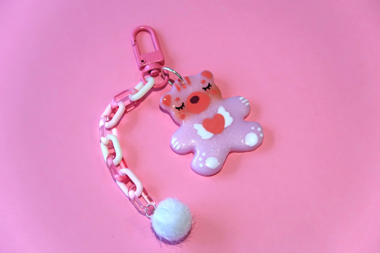 Pink Shimmer Bear Keyring