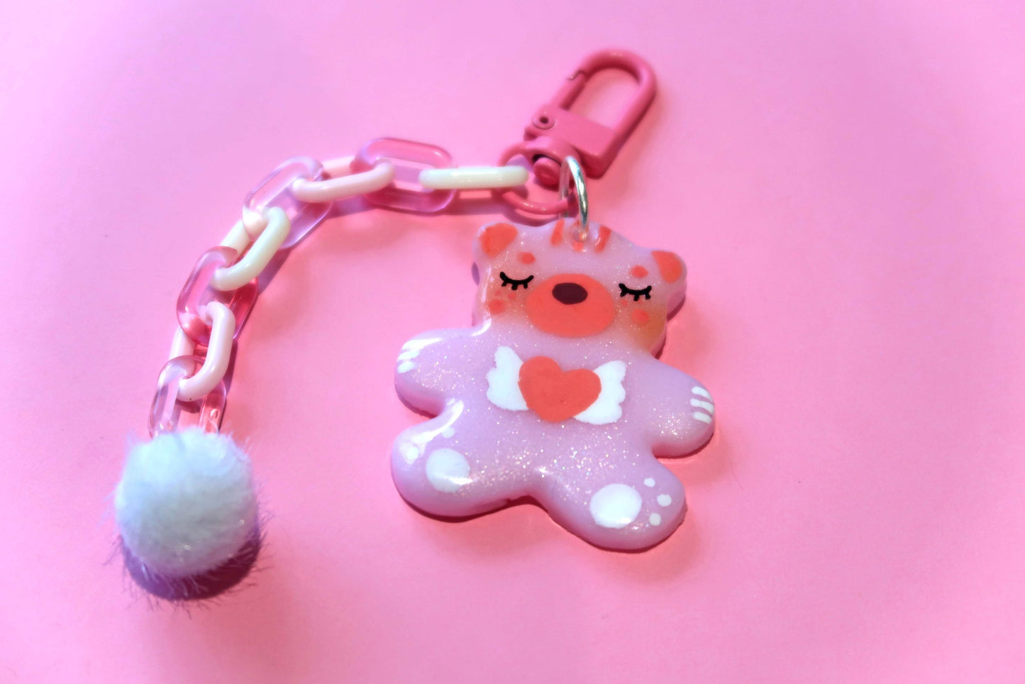 Pink Shimmer Bear Keyring