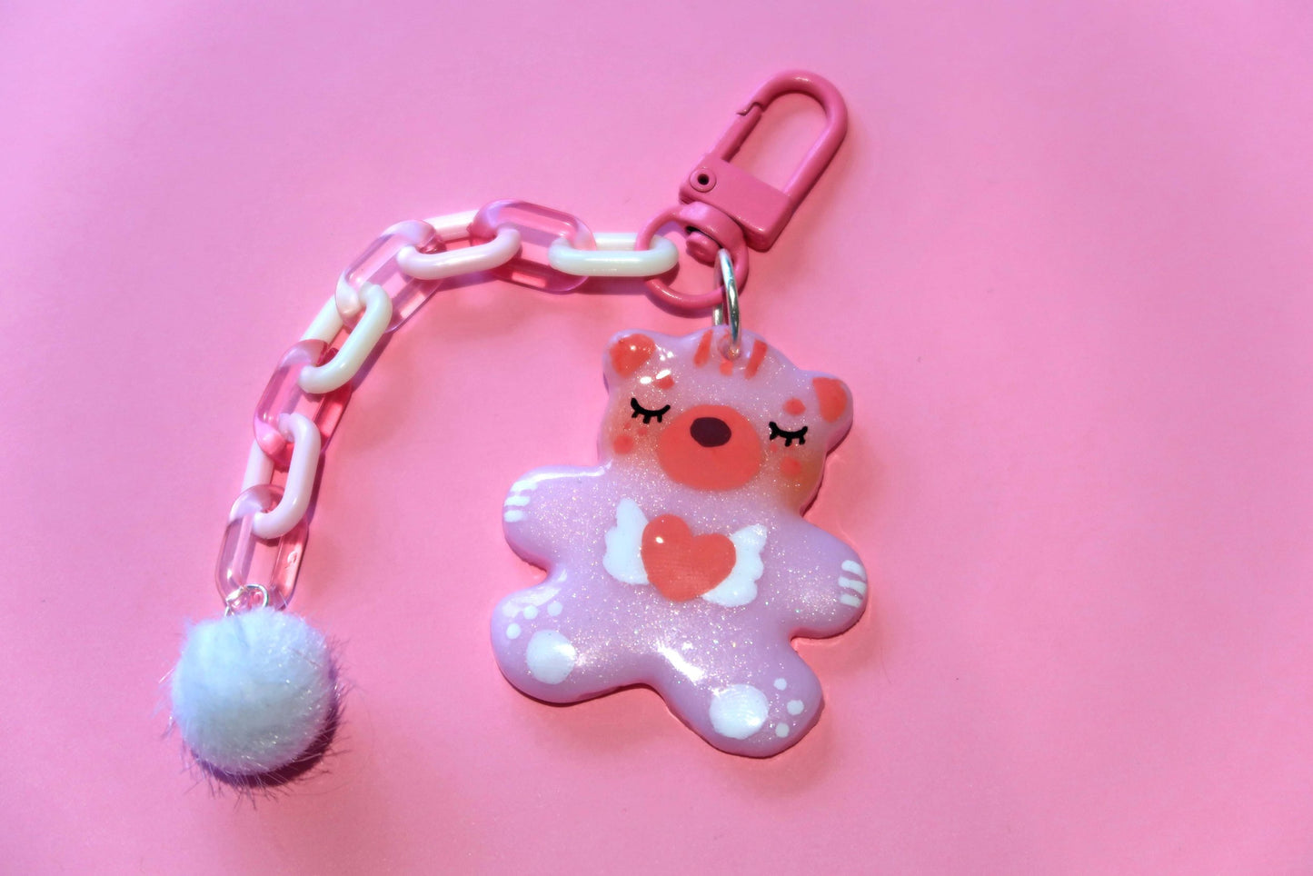 Pink Shimmer Bear Keyring