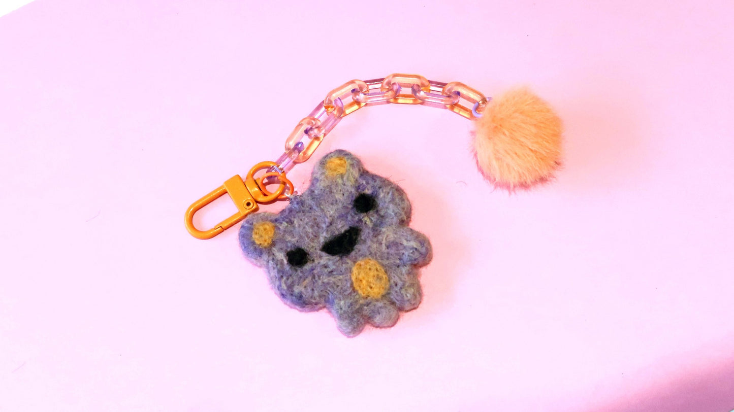 Felted Bear Keyring with Chain & Pom Pom Collection 4