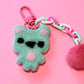 Felted Bear Keyring with Chain & Pom Pom Collection 4