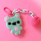 Felted Bear Keyring with Chain & Pom Pom Collection 4