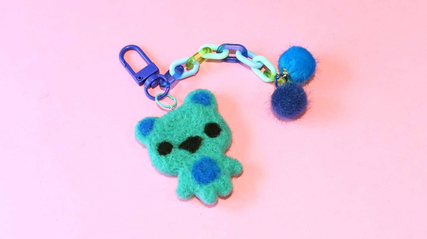 Felted Bear Keyring with Chain & Pom Pom Collection 4