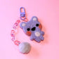 Felted Bear Keyring with Chain & Pom Pom Collection 4