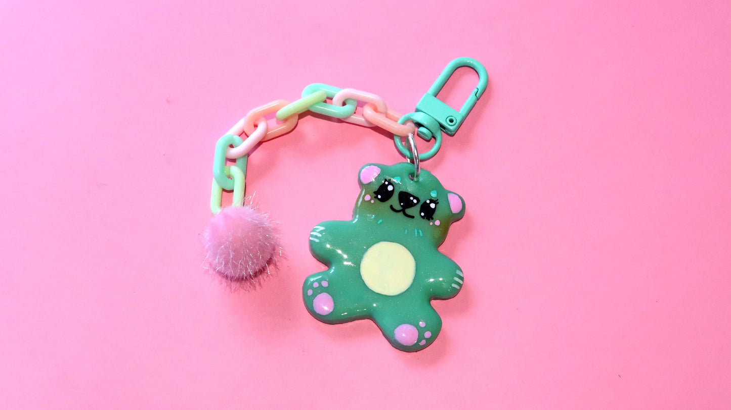 Green Shimmer Bear Keyring