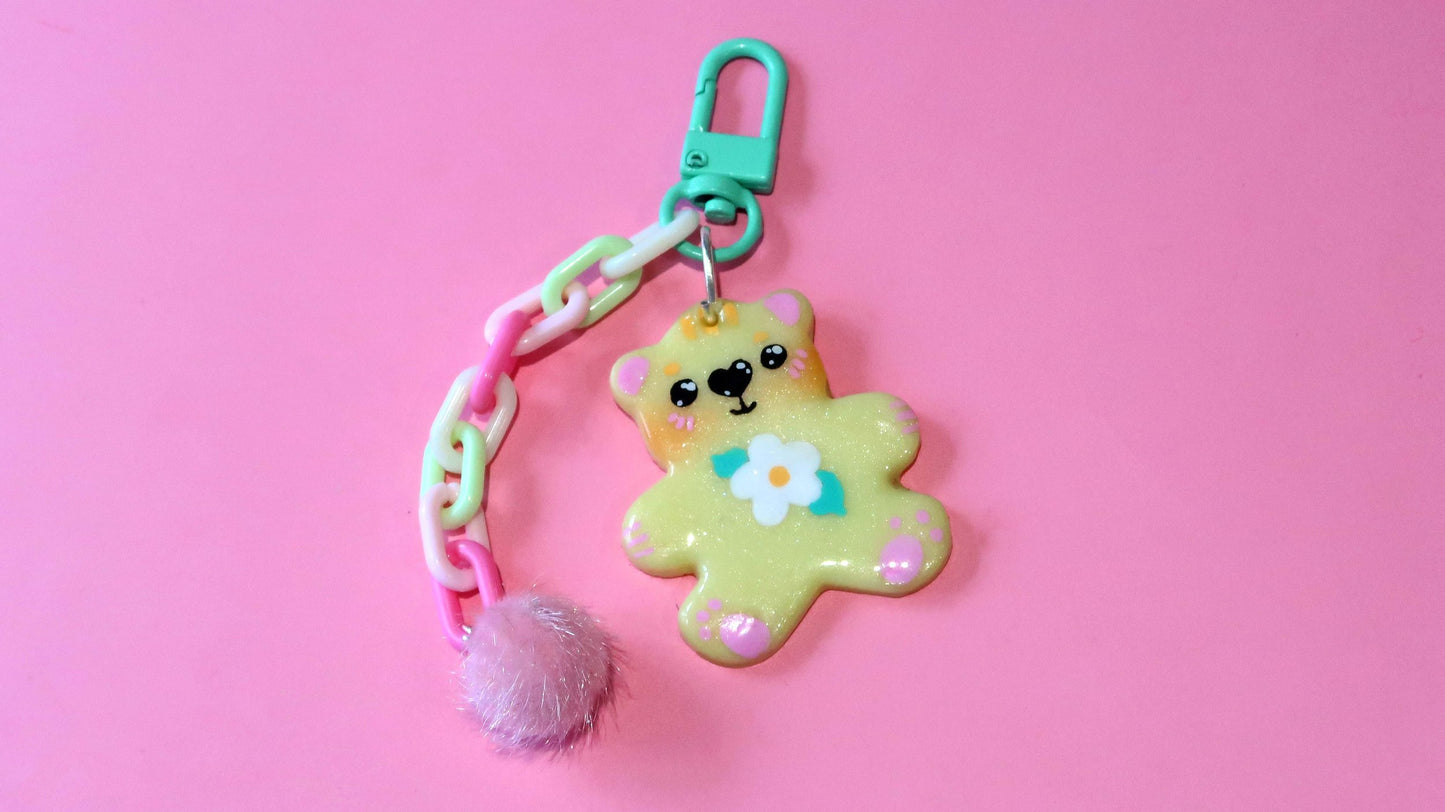 Flower Shimmer Bear Keyring