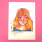 Pink & Orange Girl Postcard Print