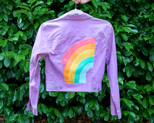 Purple Rainbow Jacket - Custom Painted - UK Size S