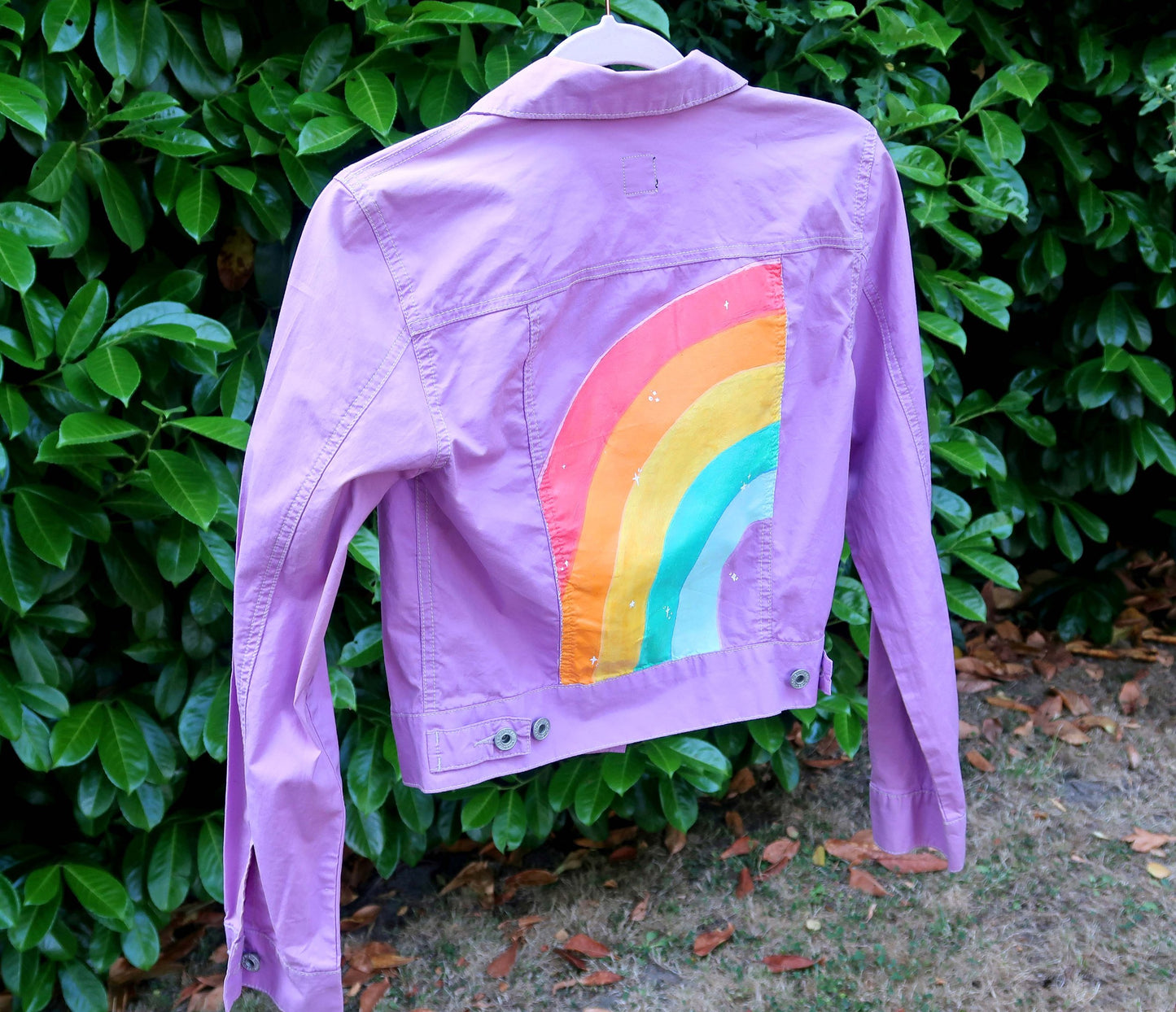 Purple Rainbow Jacket - Custom Painted - UK Size S