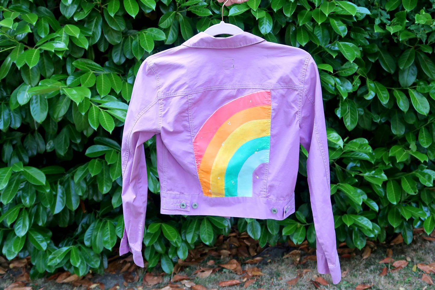 Purple Rainbow Jacket - Custom Painted - UK Size S