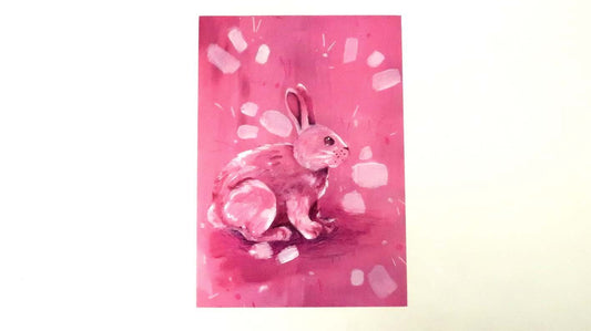 A5 Pink Rabbit Illustrated Art Print