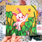 Yellow Leaf Rabbit 140mm Mini Print