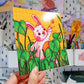 Yellow Leaf Rabbit 140mm Mini Print