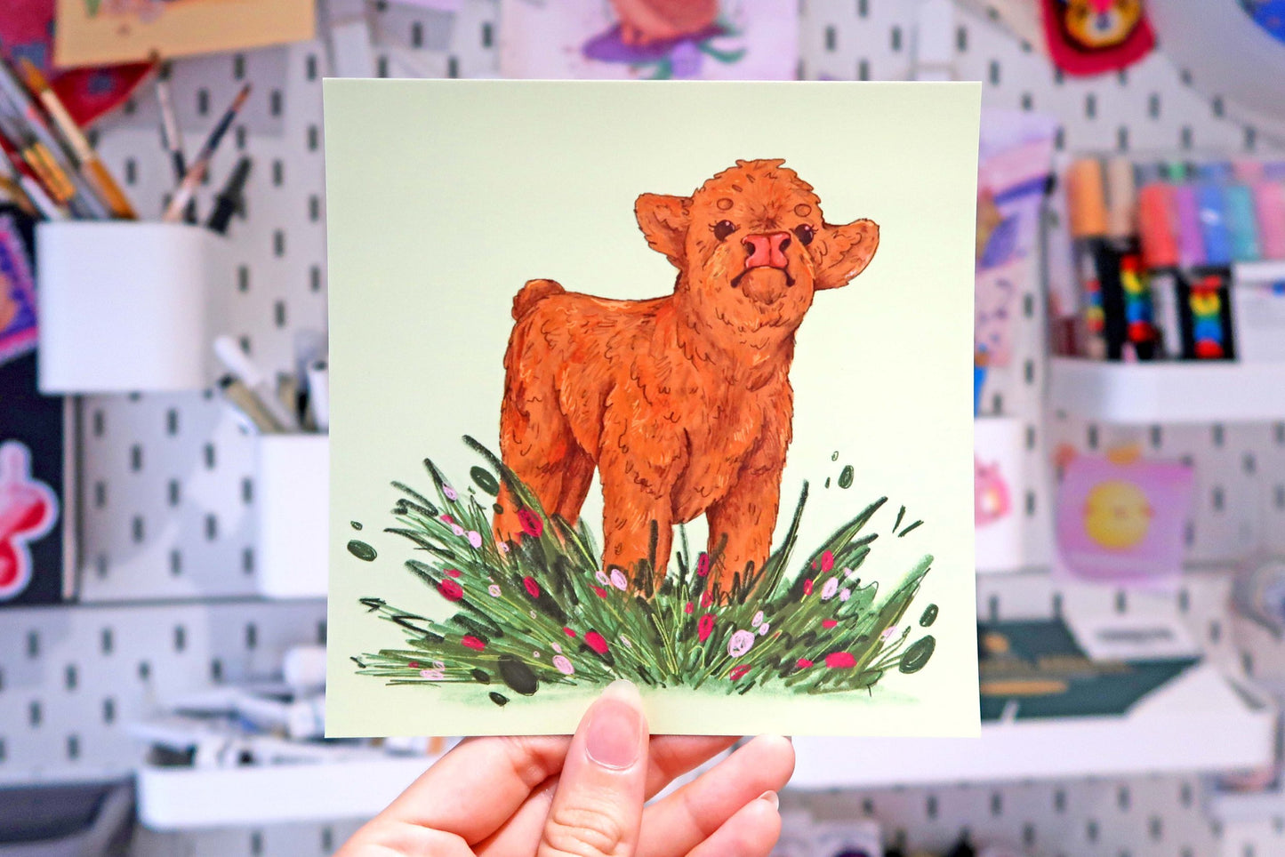 Highland Cow 140mm Mini Print