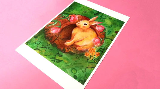 A5 Forest Bunny Illustrated Art Print