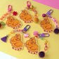 Orange cat acrylic keyring w/ charms