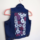 Flower Denim Cropped Waistcoat - Hand Painted - UK Size 10