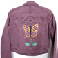 Purple Butterfly Denim Jacket - Hand Painted - UK Size 8