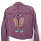 Purple Butterfly Denim Jacket - Hand Painted - UK Size 8